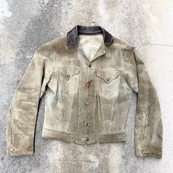 1950s Levis Big E Western Trucker Suede Leather Ja