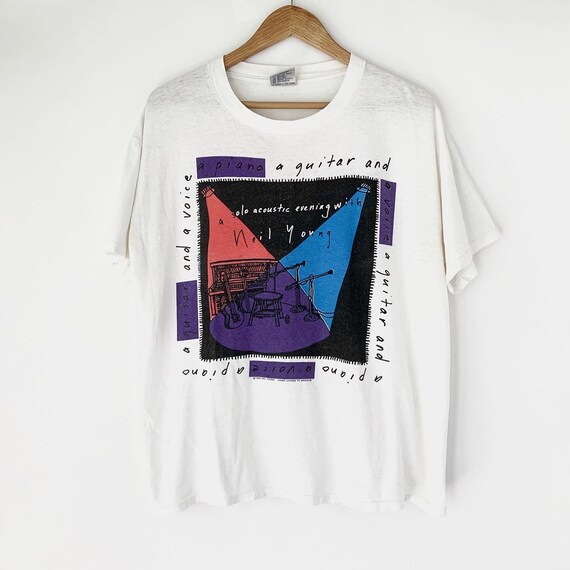 1989 Neil Young Solo Tour Vintage Band Rock Shirt