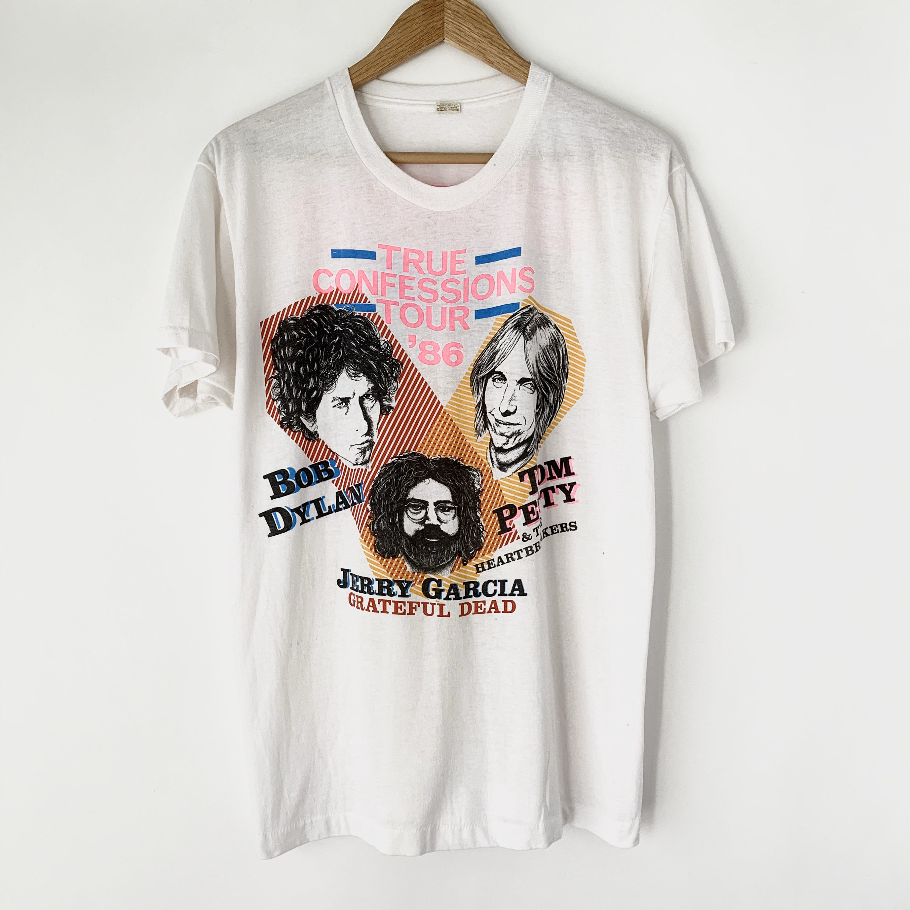 1986 Tom Petty Bob Dylan Grateful Dead Jerry Garcia Vintage Tour Band Rock  Tee Shirt 80s 1980s