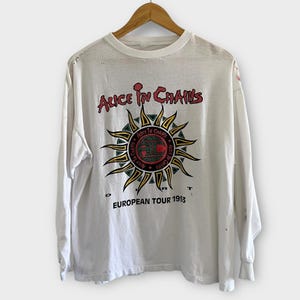 1993 Alice In Chains European Tour Vintage Grunge Band koszulka z długim rękawem 90s 1990s