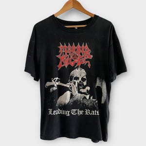 Camiseta vintage da banda heavy metal Morbid Angel &quot;Leading The Rats&quot; da turnê europeia de 1991, anos 90 e 1990