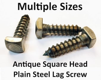 Antique Square Head Blacksmith Lag Screws Plain Steel Paintable Rustic Farmhouse