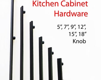 Kitchen Cabinet Hardware Pulls / Knobs Craftsman Style Black Metal