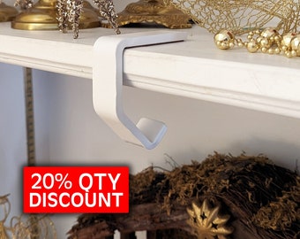 White Christmas Stocking Hanger (C) Stocking Holders for Mantel Stocking Hook Simple Heavy Duty Rustic Industrial Plain