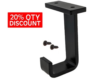 Undermount Cabinet Hook A Black Steel Iron Modern Farmhouse Rustic Industrial