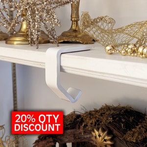 White Christmas Stocking Hanger (C) Stocking Holders for Mantel Stocking Hook Simple Heavy Duty Rustic Industrial Plain