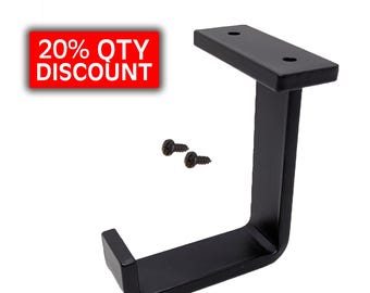 Undermount Cabinet Hook B Black Steel Iron Modern Farmhouse Rustic Industrial