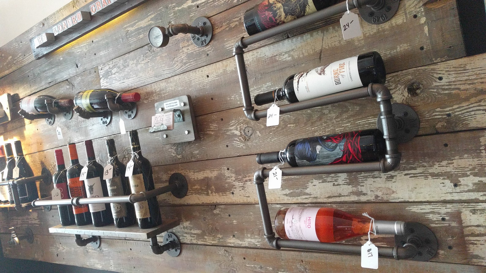 The Samantha - Industrial Pipe Wine & Liquor Rack Shelf - Rustic ...