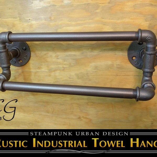 The Eugene - 17"+ Double Towel Rack - urban, rustic, shelving, pipe