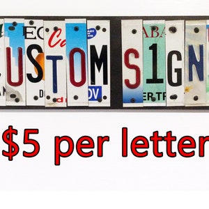 Letreros de matrícula 5 dólares/carta - Nombre personalizado