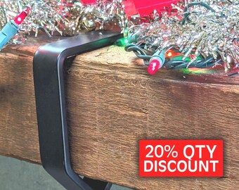 Black Christmas Stocking Hanger (D) Stocking Holders for Mantel Stocking Hook Simple Heavy Duty Rustic Industrial Plain
