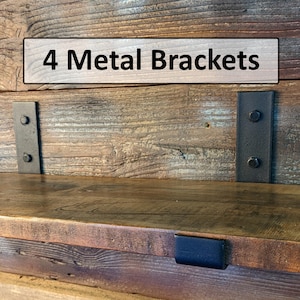 4 Heavy Duty Metal Steel Shelf Brackets for Wooden Shelf C - 3 Sizes 6" 8" 10" Farmhouse Rustic Floating