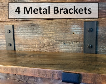 4 supports d’étagère en acier métallique robuste pour étagère en bois C - 3 tailles 6 « 8 » 10 » Ferme rustique flottante