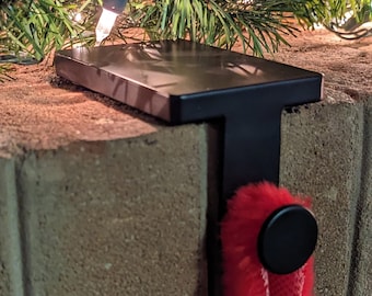 Black Christmas Stocking Hanger (A) Basic Stocking Hook Simple Low Profile Stocking Holders for Mantel Heavy Duty Industrial Modern