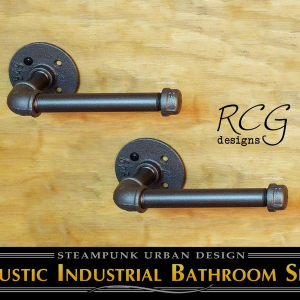 Toilet Paper Holders - Industrial Bathroom Pipe - rustic steampunk