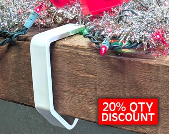 White Christmas Stocking Hanger (D) Stocking Holders for Mantel Stocking Hook Simple Heavy Duty Rustic Industrial Plain