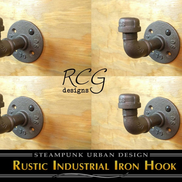 4-Pack Industrial Pipe Knob Hook A - urban, steampunk, rustic