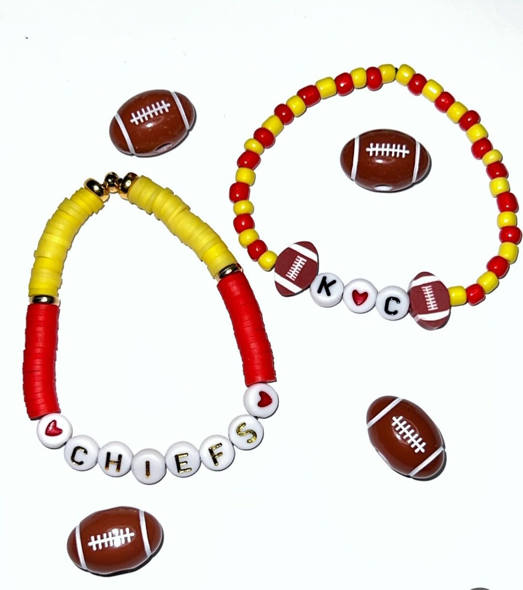 Chiefs Inspired Preppy Handmade Beaded Bracelets Football Themed