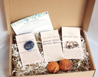 Men's Calming Kit - FREE SHIPPING - Worry Stone - Massage Balls - Fidget Toy -Stress Relief
