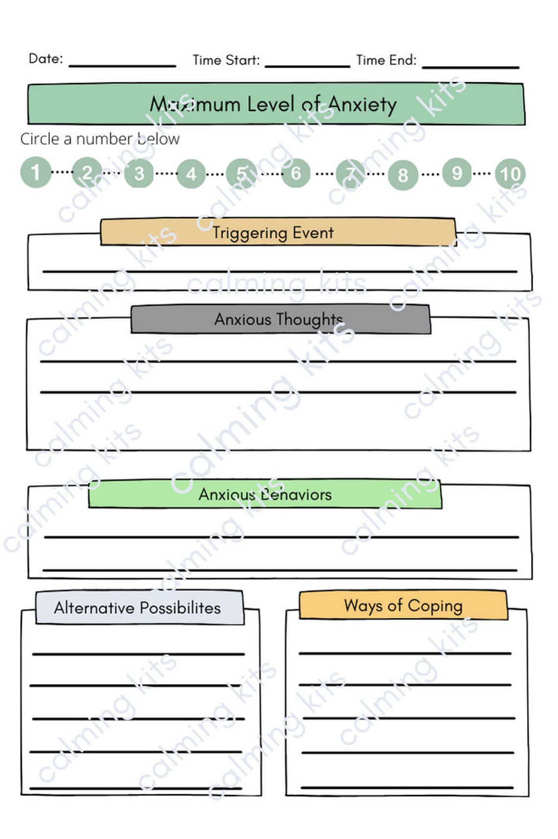 Anxiety Worksheet Panic Attack Worksheet Digital Download - Etsy