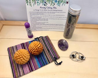 Calming Aromatherapy Kit - FREE SHIPPING - Lavender Aromatherapy - Wood Massage Balls - Fidget Toy - Amethyst Wory Stone