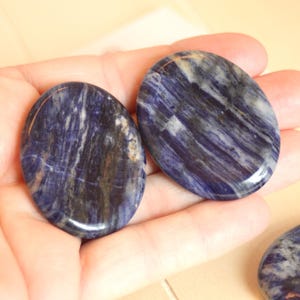 Sodalite Worry Stone - FREE SHIPPING - Crystal Worry Stone - Healing Stone - Palm Stone - Meditation Stone - Crystal Anxiety - Stress Relief