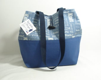 Knitting Word Cloud, Yarn Tote, Project Bag, Shoulder Strap, Knitting Tote, Crochet Tote