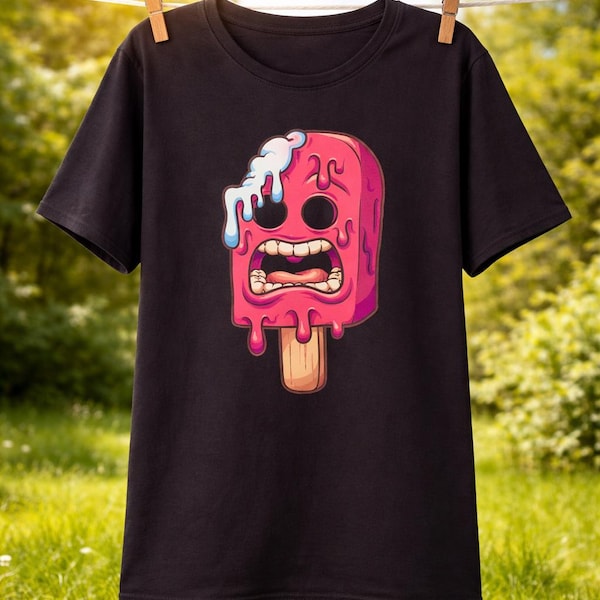 Camiseta con estampado de helado monstruoso derritiéndose / Gráfico de helado espeluznante