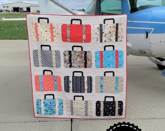 PDF Suitcases Quilt Pattern Digital Download av Slice of Pi Quilts [Fat Quarter-vänligt, nybörjarvänligt, resa, semester, quiltmönster]