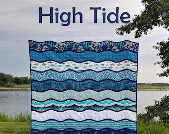 PDF High Tide Quilt Muster digitaler Download von Slice of Pi Quilts [Wellen einfach Anfänger Schrägband Applikation Quilt Muster]