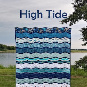 PAPER High Tide Quilt Pattern by Slice of Pi Quilts Waves easy beginner bias tape applique quilt pattern image 1