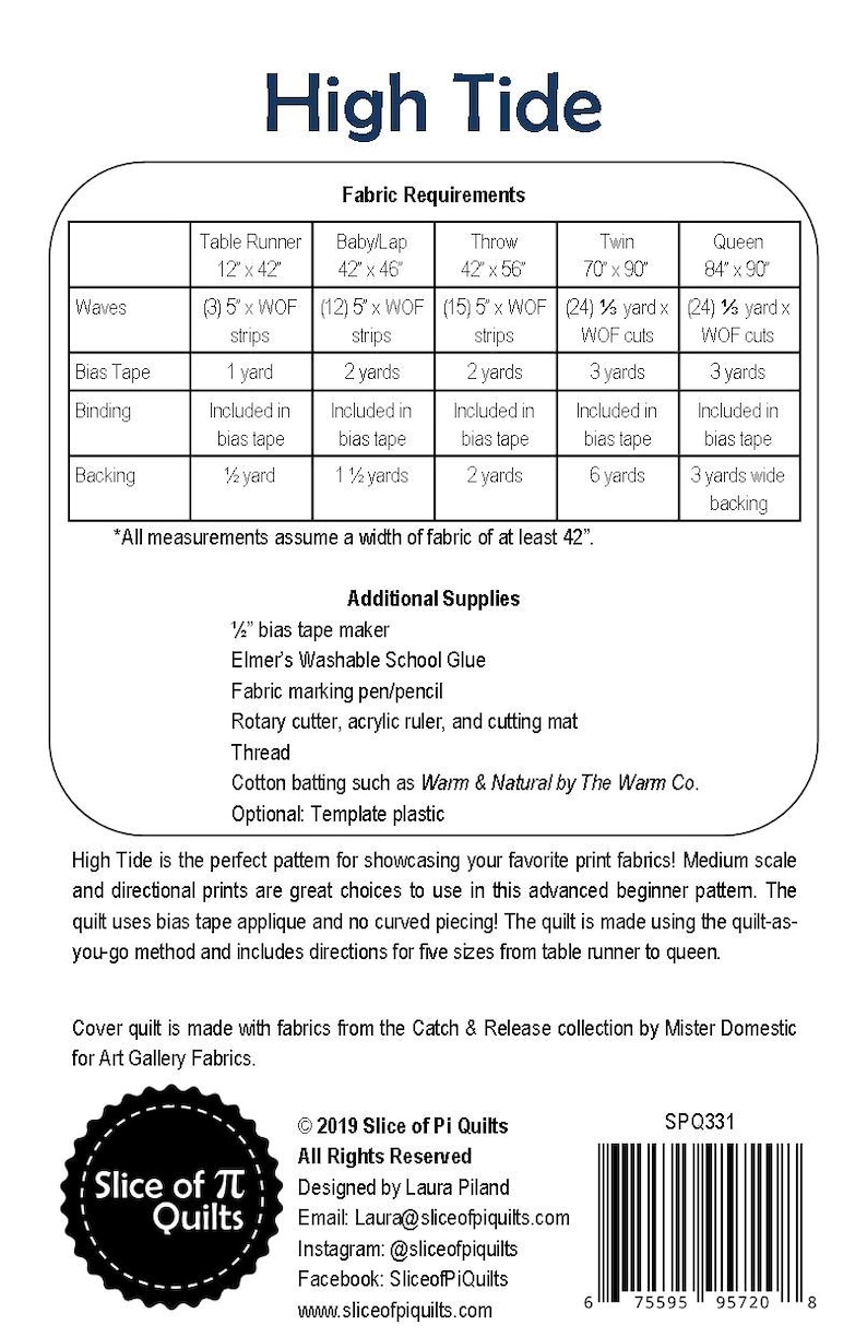 PAPER High Tide Quilt Pattern by Slice of Pi Quilts Waves easy beginner bias tape applique quilt pattern image 2