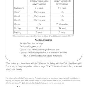 PDF Exploding Heart Quilt Muster Digitaler Download von Slice of Pi Quilts Fat Quarter und Scrap Friendly Quilt Muster Bild 2
