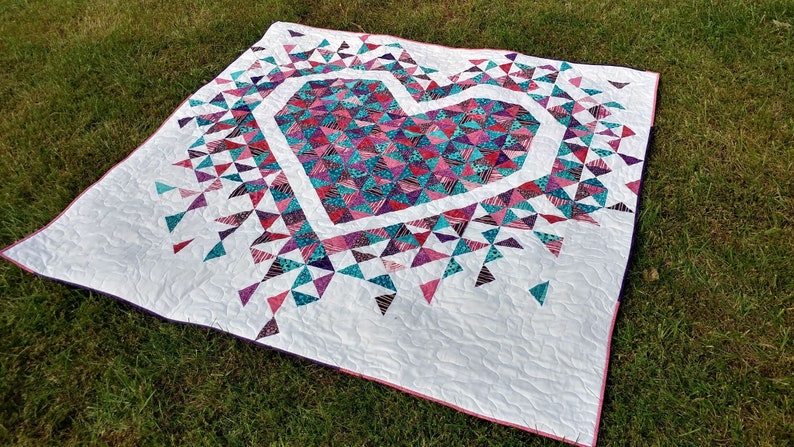 PAPER Exploding Heart Quilt Pattern fat quarter and scrap Etsy