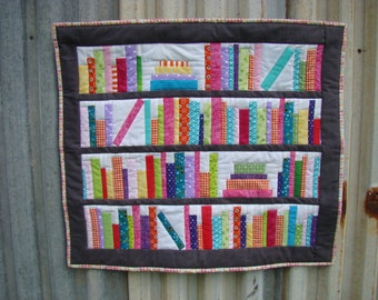 PAPER Bookends Mini Quilt Pattern by Slice of Pi Quilts [Library bookshelf with books quilt pattern]