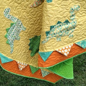 PAPER Dino Roar Quilt Pattern by Slice of Pi Quilts fat quarter friendly, beginner applique dinosaur quilt pattern image 8