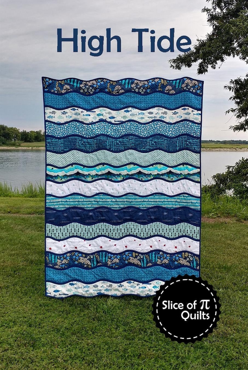 PAPER High Tide Quilt Pattern by Slice of Pi Quilts Waves easy beginner bias tape applique quilt pattern image 1