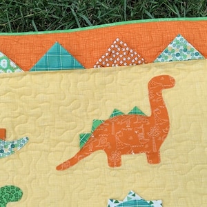 PAPER Dino Roar Quilt Pattern by Slice of Pi Quilts fat quarter friendly, beginner applique dinosaur quilt pattern image 6