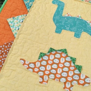 PAPER Dino Roar Quilt Pattern by Slice of Pi Quilts fat quarter friendly, beginner applique dinosaur quilt pattern image 5