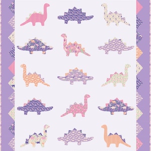 PAPER Dino Roar Quilt Pattern by Slice of Pi Quilts fat quarter friendly, beginner applique dinosaur quilt pattern image 10