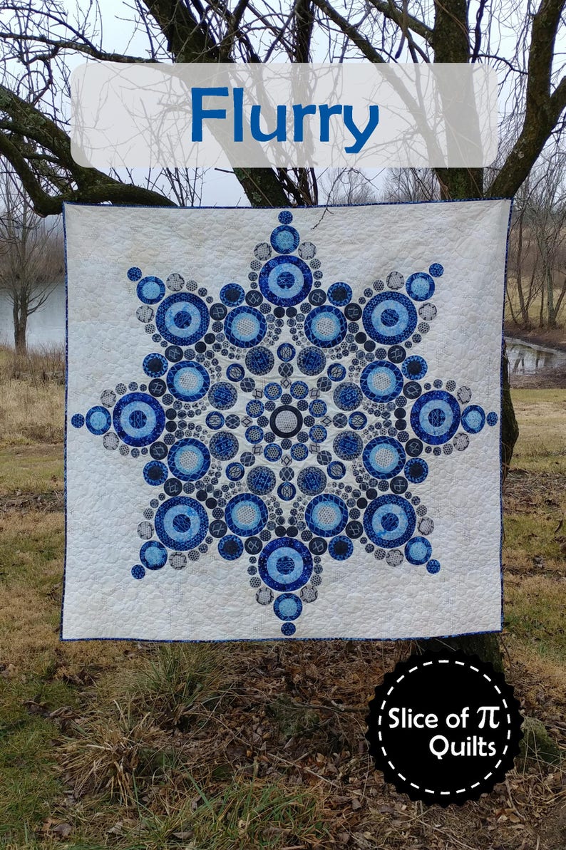PDF Flurry Quilt Pattern Digital Download by Slice of Pi Quilts Winter snowflake quilt pattern image 1