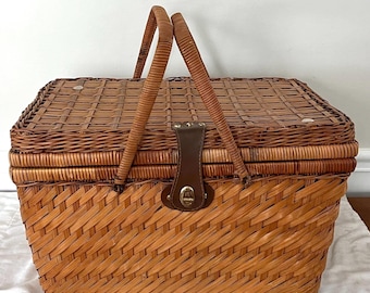 Juego de 21 cestas de picnic de ratán tejido vintage