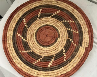 Cesta plana decorativa de pared, estilo Hausa nigeriano, tejida a mano y de estilo vintage.