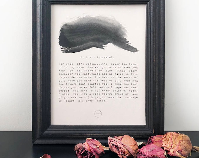 F. Scott Fitzgerald Quote for What It's Worth Quote Etsy