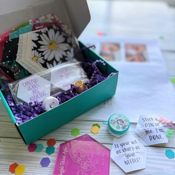 DIY EPP Hexie Flower Kit, Make Your Own Hexie Flower, Learn to EPP, Beginner Kit for English Paper Piecing, Sew Your Own Hexie Kit
