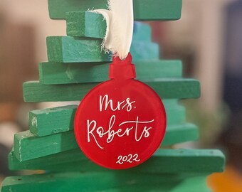 Custom Round Ornament | Custom Ornament | Acrylic Ornament | Hand-Painted Ornament | Hand-Lettered Ornament | Custom Christmas Gift