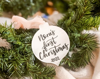 Custom Round with Point Ornament | Custom Ornament | Acrylic Ornament | Hand-Painted Ornament | Hand-Lettered Ornament | Christmas Gift