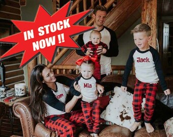 embroidered family pajamas rush available buffalo plaid fast ship kid adult monogrammed holiday plus size 3x 4x 5x polar express christmas - Family Christmas Pjs embroidered family pajamas rush available buffalo plaid fast ship kid adult monogrammed holiday plus size 3x 4x 5x polar express christmas - Family Christmas Pjs