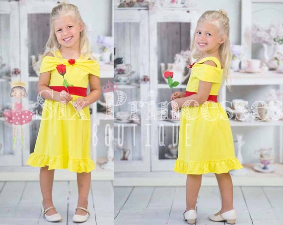 Princess Dress Belle Beauty The Beast Girls Party Knit Etsy Uk