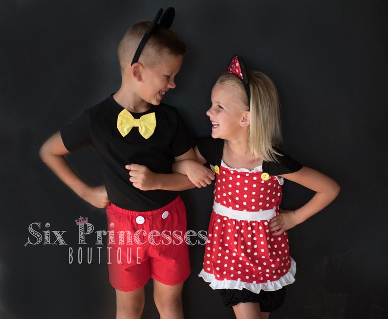 Mickey /& Minnie Sibling Sets Disney Dress Outfit Costume Girls Boys Sensory Friendly Soft Disneyland Princess Cruise Disneyworld mouse